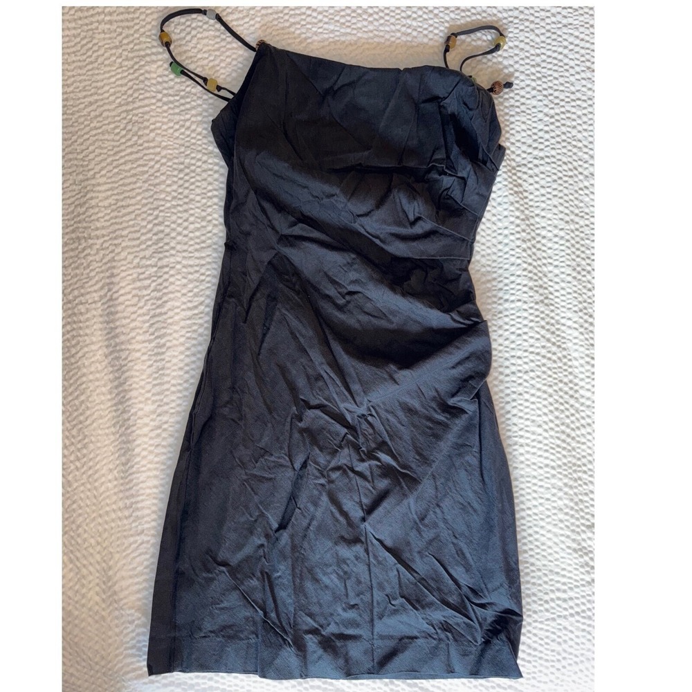 Zara Mini Dress Beaded Straps‎ Sleeveless Black Dress XS